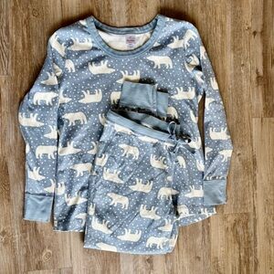 Hanna Andersson Organic Cotton Knit Pajama Set XL Snowy Polar Bears Women